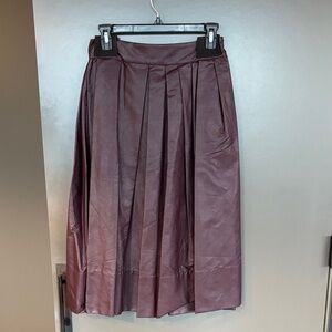 Nordstrom Deep Burgundy Pleated Faux Leather  Skirt